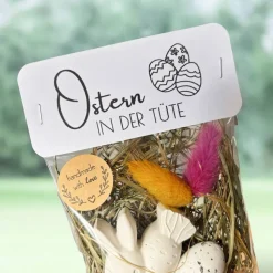Ostern in der Tüte • Geschenkset mit Keraflott-Hase & Trockenblumen