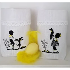Ostern Lichtbeutel Tischdeko 1 Lichtbeutel Vasenhuse GESTICKT Junge mein Hasi Leinen Scherenschnitt Spitze.