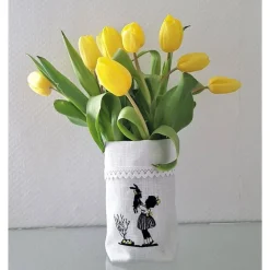 Ostern Lichtbeutel Tischdeko 1 Lichtbeutel Vasenhuse GESTICKT Mädchen mein Hasi Leinen Scherenschnitt Spitze.