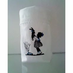 Ostern Lichtbeutel Tischdeko 1 Lichtbeutel Vasenhuse GESTICKT Mädchen oder Junge mein Hasi Leinen  Spitze.