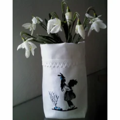 Ostern Lichtbeutel Tischdeko 1 Lichtbeutel Vasenhuse GESTICKT Mädchen oder Junge mein Hasi Leinen  Spitze.