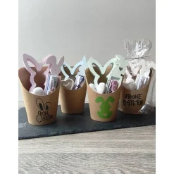 Ostern to go Set: Handgemachtes Hasen-Trio aus Profiplast 200 im Becher – Geldgeschenk & Deko in 4 Farben