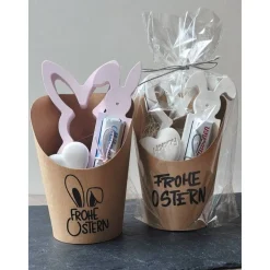 Ostern to go Set: Handgemachtes Hasen-Trio aus Profiplast 200 im Becher – Geldgeschenk & Deko in 4 Farben