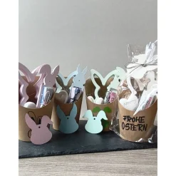 Ostern to go Set: Handgemachtes Hasen-Trio aus Profiplast 200 im Becher – Geldgeschenk & Deko in 4 Farben