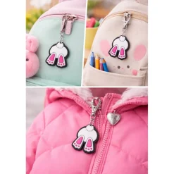 Ostern Zipper Hase Happy Easter – Niedlicher Reißverschluss Anhänger für Rucksack & Tasche, Gummi PVC