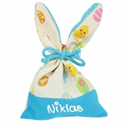 Ostersäckchen mit Hasenohren und mit Namen - Alternative zum klassischem Osternest in trendigen, fröhlichen Farben