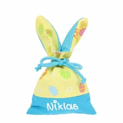 Ostersäckchen mit Hasenohren und mit Namen - Alternative zum klassischem Osternest in trendigen, fröhlichen Farben