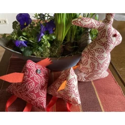 Osterset genäht mit Hase und zwei Dreieckshühnchen, Frühlingsdekoration,