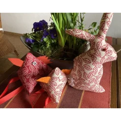 Osterset genäht mit Hase und zwei Dreieckshühnchen, Frühlingsdekoration,