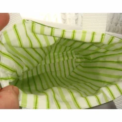 Ostertasche grün weiß aus Stoff mit Bügelbild weißer Hase