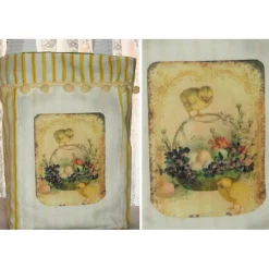 Ostertasche grün weiß aus Stoff mit Bügelbild Osterkorb mit Küken und Eier