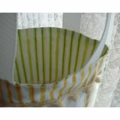 Ostertasche grün weiß aus Stoff mit Bügelbild Osterkorb mit Küken und Eier