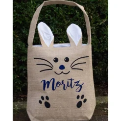 Ostertasche Jute personalisiert mit Namen - zum Eiersammeln und Verschenken zu Ostern