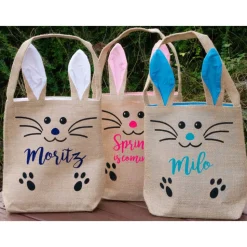 Ostertasche Jute personalisiert mit Namen - zum Eiersammeln und Verschenken zu Ostern