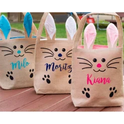 Ostertasche Jute personalisiert mit Namen - zum Eiersammeln und Verschenken zu Ostern
