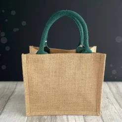 Ostertasche mit Namen | aus Jute mit Hasen-Anhänger | grün