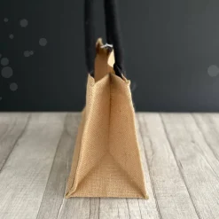 Ostertasche mit Namen | aus Jute mit Hasen-Anhänger | schwarz