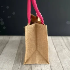 Ostertasche mit Namen | aus Jute mit Hasen-Anhänger | pink