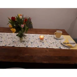 Ostertischdecke, Tischläufer bunte Hühner, Wunschgröße machbar