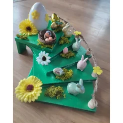 Ostertischdeko Ostertreppe Deko Handmade 30x25x25cm