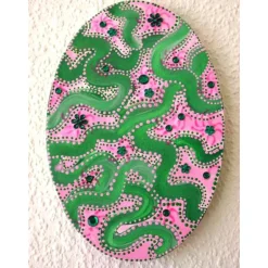 OSTERZAUBER Ostergeschenk abstrakte Malerei  auf einem ovalen Keilrahmen Künstler-Ei Wanddeko  Osterdekoration