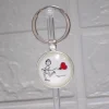 Paar Schlüsselanhänger Herz Set – Liebe Cabochon Glas Stahl Geschenk Valentinstag