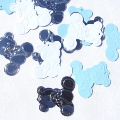 Pailletten Bär 3-farbiges Set Deko hellblau Taufe