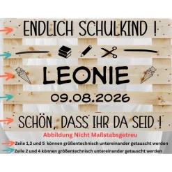 Palettenaufkleber Einschulung , Palette Schulkind, Erster Schultag, Deko, Fotokulisse