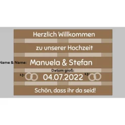 Palettenaufkleber für die Hochzeit - personalisiert - weiße/schwarze Schrift Herzen Datum Herzlich Willkommen Font 6