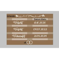 Palettenaufkleber für die Hochzeit - personalisiert - weiße/schwarze Schrift Herzen Datum Herzlich Willkommen Font 2