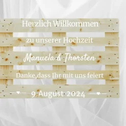 Palettenaufkleber Hochzeit,Willkommenspalette Gäste Begrüßung , Willkommensschild, Palettenschrift