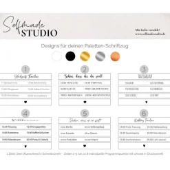 Palettenaufkleber Hochzeit Timeline & Icons – Personalisierte Aufkleber für Europaletten