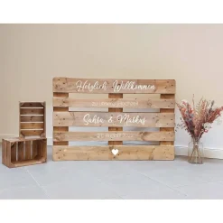 Palettenaufkleber Willkommen – 6 Designs für Hochzeit | Individuelle Hochzeitsaufkleber für Euro-Palette