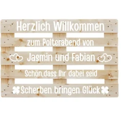 Palettenbeschriftung Polterabend , Diy Hochzeitspalette personalisierter Aufkleber Hochzeitspaar Palette in 2 Farben
