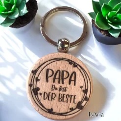 Papa Du bist der Beste - Holz Schlüsselanhänger/personalisiert/Vatertag