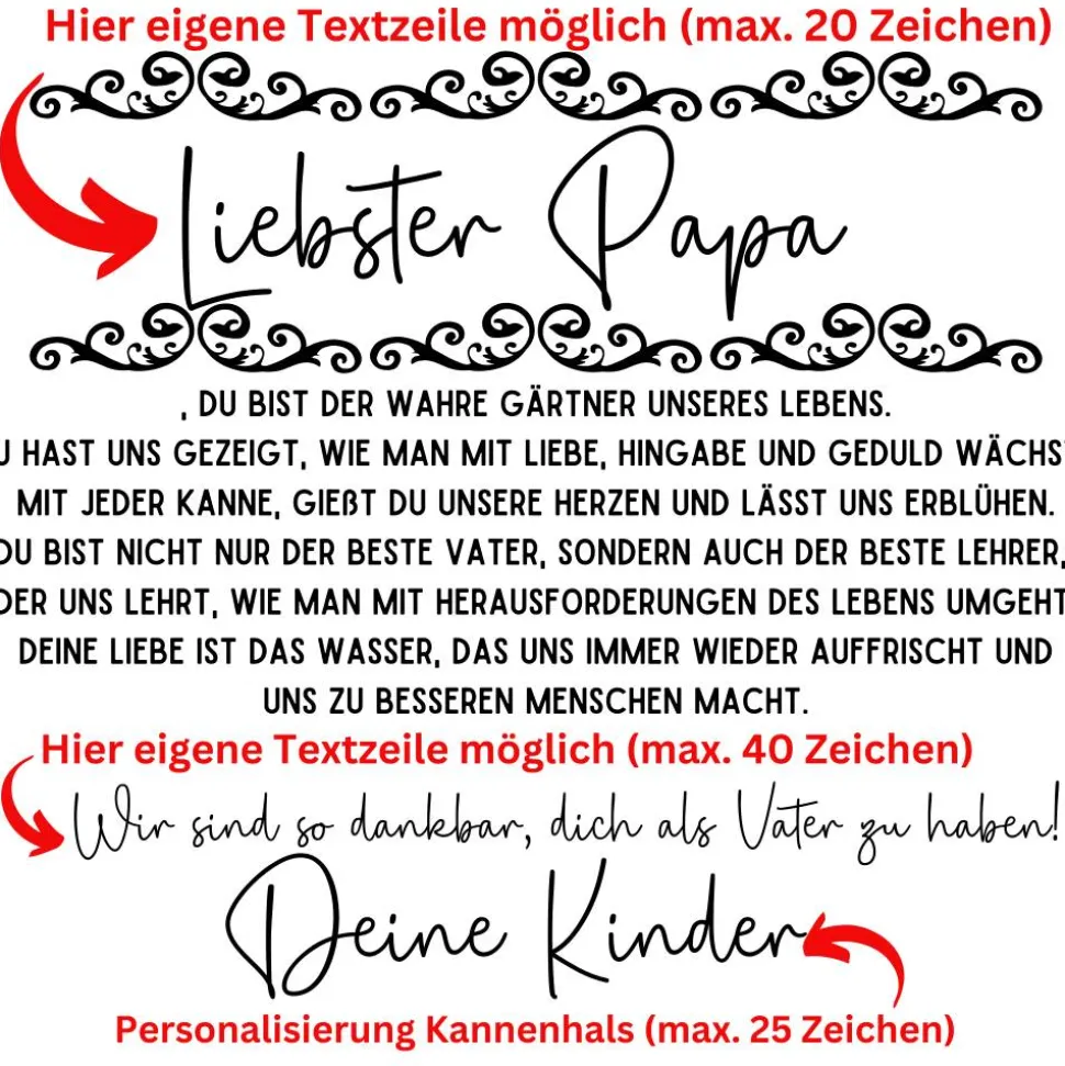 Papa Geburtstagsgeschenk Vatertag Geschenk, personalisiertes Männergeschenk,10L Gießkanne mit Namen