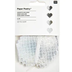 Papiergirlande Herzen silberfarben