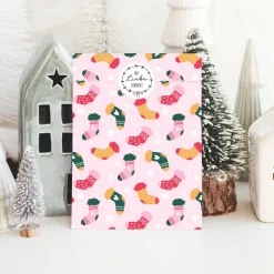 Papiertüten Set *Santa is coming* / Motiv 3 / Flachbeutel in versch. Größen für Advent und Weihnachten