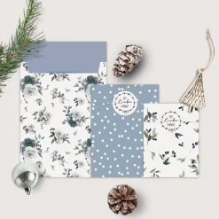 Papiertüten Set *Winter Floral* / Motiv 2 / Flachbeutel in verschiedenen Größen für Advent und Weihnachten