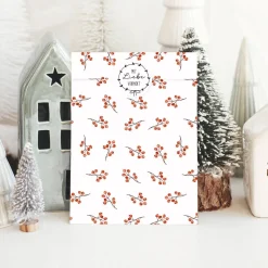 Papiertüten Set *Winter Greenery* / Motiv 2 / Flachbeutel in verschiedenen Größen für Advent und Weihnachten