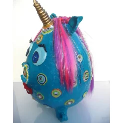 Pappmache-Ei THORAL Unicorn XXL Osterei aus Pappmachè handgefertigt es Unikat Einhorn Ostergeschenk Skulptur