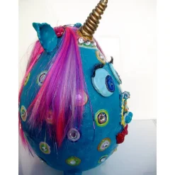 Pappmache-Ei THORAL Unicorn XXL Osterei aus Pappmachè handgefertigt es Unikat Einhorn Ostergeschenk Skulptur