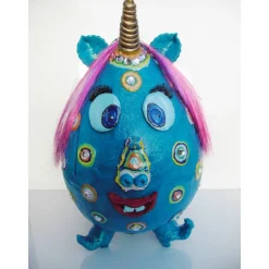 Pappmache-Ei THORAL Unicorn XXL Osterei aus Pappmachè handgefertigt es Unikat Einhorn Ostergeschenk Skulptur