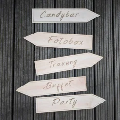 Party Holzschilder Für Hochzeitswegweiser | Set Mit 5 Pfeilen Aus Holz