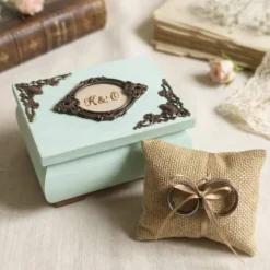 Pastell mintfarbene Ringdose Ringkissen personalisierbar mit Monogramm Datum Ehering Hochzeit Ringkästchen Ringträger