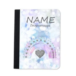 Pastell Regenbogen Zeugnismappe personalisiert | Zeugnismappe Mädchen | Zeugnismappe mit Namen | Urkundenmappe