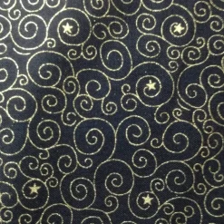 Patchworkstoff Goldkringel und Punkte auf schwarzem Untergrund, Hoffmann Fabrics