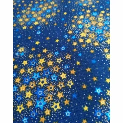 Patchworkstoff kleine Sternchen blau, gelb, orange auf blauem Untergrund, Stargaz Robert Kaufmann
