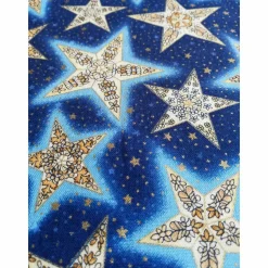 Patchworkstoff kleine Sternchen blau, gelb, orange auf blauem Untergrund, Stargaz Robert Kaufmann