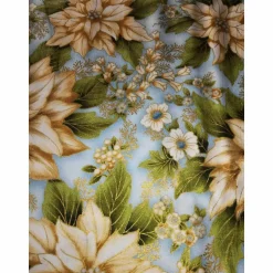 Patchworkstoff wunderschöne rosefarbene Christrose auf hellgrünem Hintergrund Moda